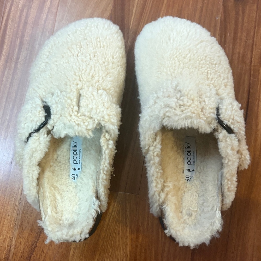 Papillio by Birkenstock Cream Fleece Slippers